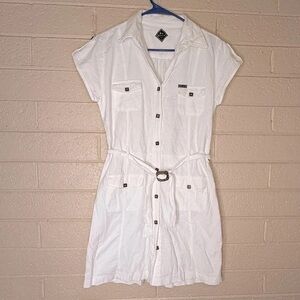 Chic White Belted Mini Dress